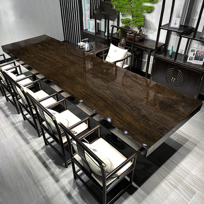 Gỗ mun gỗ rắn bảng lớn đăng nhập Bàn trà Okan Bàn trà kiểu Trung Quốc mới Bàn Bahua bàn bảng lớn bảng toàn bộ giải phóng mặt bằng