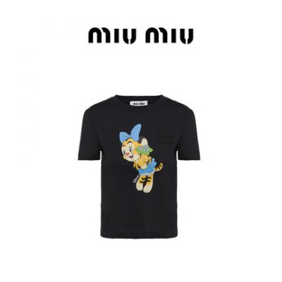 Áo phông ngắn tay cotton "Tillie Tiger" đặc biệt dành cho nữ của Miu Miu