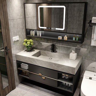 Đá phiến sang trọng nhẹ một chậu tủ phòng tắm kết hợp chậu rửa hiện đại tối giản tủ chậu rửa phòng tắm tủ rửa