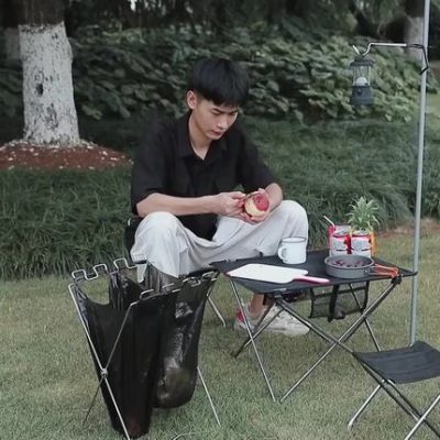 Lưu trữ ngoài trời gấp giá túi đựng rác cắm trại cắm trại giá treo lưu trữ giá ba chân giá đỡ tam giác / giá đỡ cột không ánh sáng