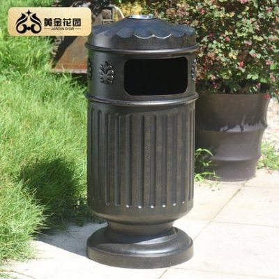 Vàng sân vườn đồ ngoại thất đúc nhôm tròn thùng rác sân vườn cảnh công viên sân biệt thự thùng rác nhôm