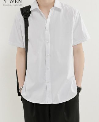 2022 mùa hè mới của nam giới DK giản dị áo sơ mi đen ngắn tay Nhật Bản cặp đôi người mẫu Nhật Bản đẹp trai thích hợp áo sơ mi trắng inch