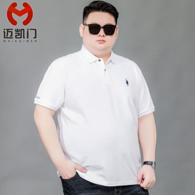 Mùa hè anh chàng béo trung niên ngắn tay áo thun nam ve áo nửa tay người béo cộng với phân bón cộng với kích thước áo sơ mi đáy quần áo nam