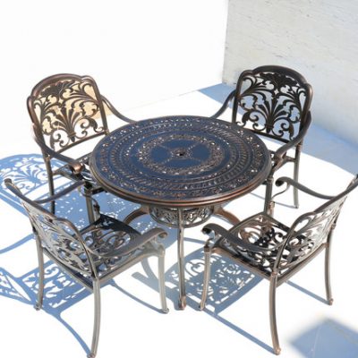 Bàn ghế ngoài trời sân vườn nhôm đúc bàn ghế biệt thự ban công bộ tam cấp 5 món bàn ghế sân vườn sắt rèn Châu Âu giải trí