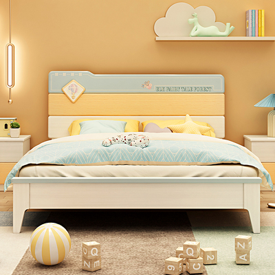 Trẻ em bé trai tất cả gỗ rắn giường đơn nội thất phòng ngủ bộ ba mảnh trẻ em gái giường sinh viên 1,5 mét tiết kiệm