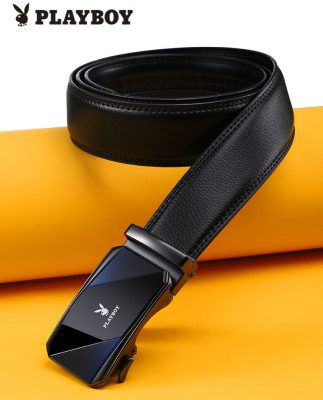 2022 Thắt lưng Playboy thắt lưng da nam khóa tự động thắt lưng da bò kinh doanh giản dị Thắt lưng nam cao cấp đích thực