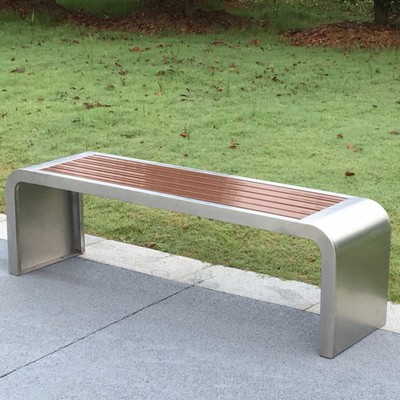 Thép không gỉ nhựa gỗ ghế công viên băng ghế dài ngoài trời băng ghế dài chống ăn mòn gỗ ngoài trời vuông sân vườn