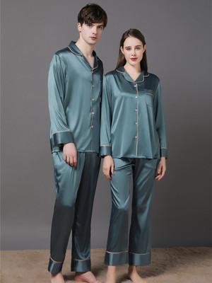 Bộ đồ ngủ lụa dâu tằm cho nam và nữ mùa hè dài tay ngắn tay mùa xuân và mùa thu phần mỏng các cặp đôi hai mảnh mẹ mặc nhà giản dị