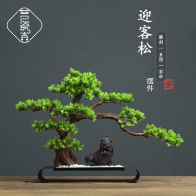 Cây cảnh mô phỏng kiểu Trung Quốc mới chào đón cây thông giả đồ trang trí hiên màn hình phòng khách nhà văn phòng khách sạn đồ trang trí