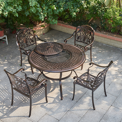 Bàn ghế nướng ngoài trời nhôm đúc sân vườn ngoài trời ngoài trời giải trí bàn ghế ăn nướng không khói bếp nướng than đa chức năng