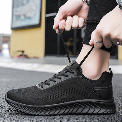 Kéo trở lại giày của nam giới một lớp vải bay dệt lưới giày thể thao rắn màu giày thể thao nam mùa thu tất cả các trận đấu khử mùi giày chạy bình thường