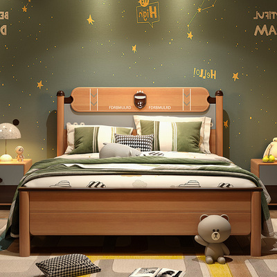 Giường trẻ em bằng gỗ đàn hương tất cả các bé trai bằng gỗ cứng 1,5 mét giường đôi giường đôi đồ nội thất phòng ngủ trẻ em học sinh 10 tuổi