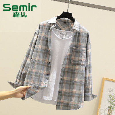 Bán kết mùa xuân và mùa thu mới của nam giới áo sơ mi dài tay áo khoác kẻ sọc thanh niên áo sơ mi sinh viên xu hướng vải cotton giản dị