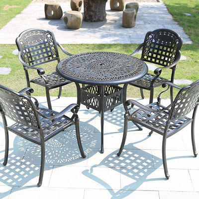 Bộ bàn ghế nhôm đúc ngoài trời phong cách châu âu bộ bàn ghế ngoài trời biệt thự thư giãn ngoài trời ban công sân vườn ngoài trời kết hợp sắt rèn