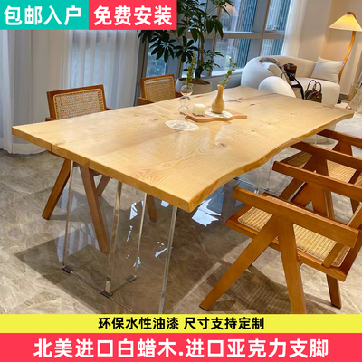 Bàn trà gỗ rắn Bàn ăn treo bàn ăn acrylic Bàn ăn nhà Bàn làm việc Nhật Bản tấm lớn Bàn trà dài