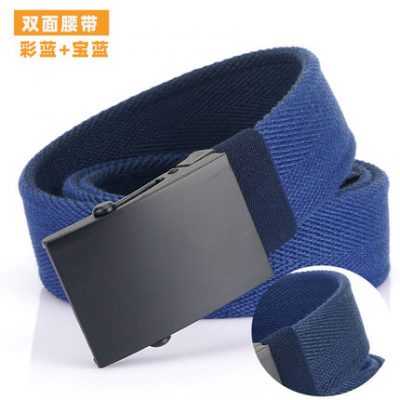 2022 Mới Khóa kim loại màu đen của nam giới Thắt lưng vải dành cho thanh niên Quần mềm Thắt lưng hai mặt Con lăn trơn Khóa thông thường