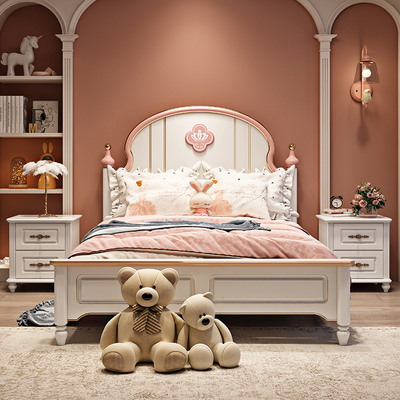 Ánh sáng sang trọng quý phái giường trẻ em cô gái giường công chúa thiếu niên nội thất phòng trẻ em bộ đồ nội thất cô gái giường đơn 1,5 mét