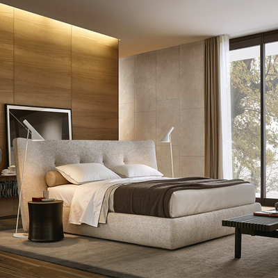 Giường vải tối giản kiểu Ý Poliform rever giường đôi biệt thự mẫu nhà chính phòng ngủ nhà thiết kế nội thất