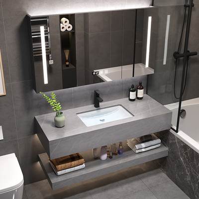 Phòng tắm tối giản hiện đại đá phiến một chậu tủ phòng tắm hai lớp kết hợp chậu rửa tùy chỉnh chậu rửa chậu rửa