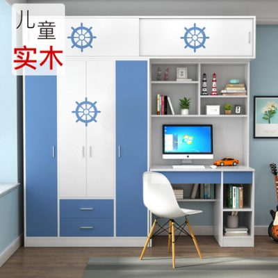 Phòng trẻ em tủ quần áo gỗ đặc với bàn tích hợp kết hợp nội thất phòng sinh viên phòng ngủ nhà lưu trữ tủ quần áo treo