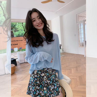 LICKYSENIOR thích hoa mặt dày ~ Váy xẻ nhỏ / váy dài nửa thân nữ tinh tế và đắt tiền hoa mùa hè