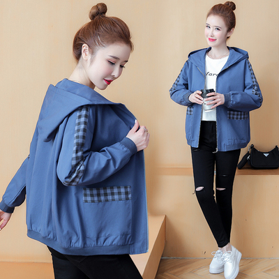 Áo khoác nữ ngắn có mũ trùm đầu của phụ nữ mùa xuân và mùa thu 2022 thời trang mới cỡ lớn rộng rãi và mỏng áo khoác kiểu phương Tây