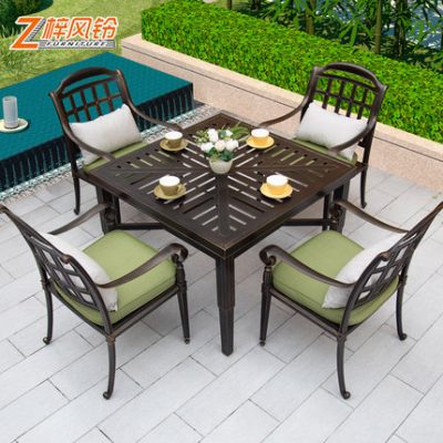 Bộ bàn ghế nhôm đúc ngoài trời kết hợp ban công biệt thự Châu Âu giải trí sân thượng sân vườn ngoài trời bàn ghế sắt sân vườn