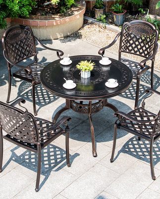 Bàn ghế sân vườn ngoài trời ban công ngoài trời bàn ghế thư giãn sân vườn kết hợp bàn ghế biệt thự nhôm đúc sắt Châu Âu