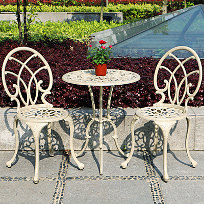 Ban công bộ bàn ghế nhỏ 3 món ngoài trời sân vườn ngoài trời Bàn ghế thư giãn ngoài trời sắt Châu Âu sân trong bàn ghế nhôm đúc