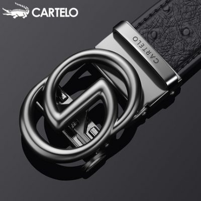 Thắt lưng nam da cá sấu Cardilo sang trọng thương hiệu trẻ khóa tự động khóa quần da bò nguyên chất xu hướng nam