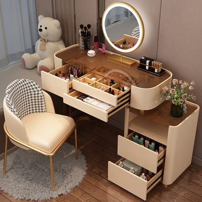 Bàn trang điểm bằng gỗ rắn phòng ngủ tất cả bàn trang điểm bằng gỗ rắn hiện đại tủ lưu trữ tối giản một tấm đá bàn trang điểm nhẹ sang trọng