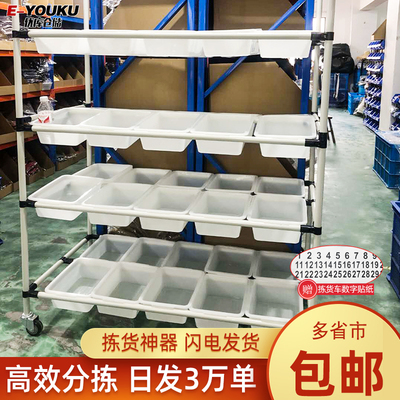 Kho hàng tùy chỉnh Giỏ hàng Thương mại điện tử Taobao Đóng gói và phân phối Giỏ hàng Xe đẩy nhanh Phân loại Doanh thu Giỏ hàng Dụng cụ có bánh xe