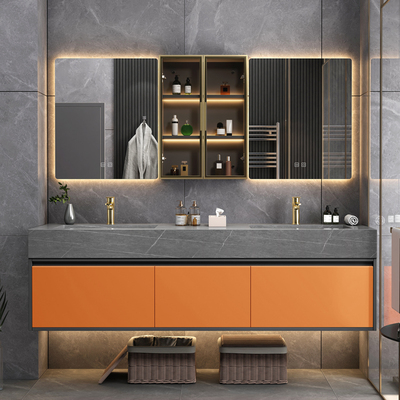 Nordic slate tích hợp chậu đôi tủ phòng tắm kết hợp thông minh tối giản hiện đại nhẹ nhàng sang trọng chậu rửa chậu rửa