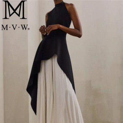 MVW2022 Thời trang mới Nữ thần trí tuệ thanh lịch Người hâm mộ Chaomei Không tay Áo + Váy mỏng xếp ly Nữ