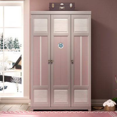 Tủ quần áo trẻ em Bắc Âu ba cánh cửa tất cả bằng gỗ rắn nội thất phòng ngủ cô gái nhà tủ quần áo công chúa tủ quần áo treo đơn