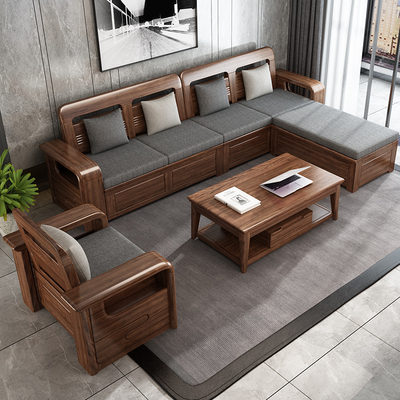 Óc chó sofa gỗ rắn mùa đông và mùa hè sử dụng kép đồ nội thất hiện đại mới của Trung Quốc phòng khách nhẹ sang trọng kết hợp lưu trữ bằng gỗ