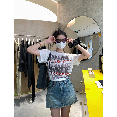 TOROON Váy denim cạp cao được giặt và mặc vào mùa hè của phụ nữ thiết kế mới cảm giác với lớp lót váy chữ A
