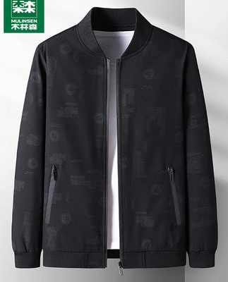 Áo khoác Mulinsen của nam giới mùa xuân và mùa thu lỏng lẻo cỡ lớn kinh doanh bình thường áo khoác bóng chày cổ áo khoác bố trung niên hàng đầu của nam giới