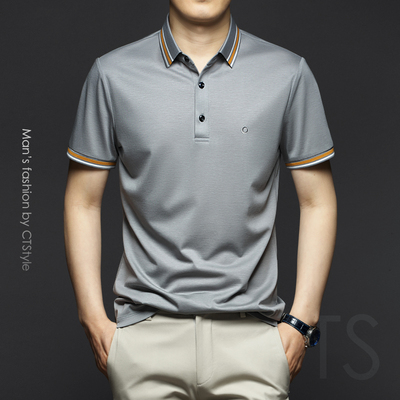 Áo thun nam ngắn tay áo thun cotton lụa đánh thuê áo sơ mi POLO kinh doanh cao cấp trung niên 2022 quần áo nam mới