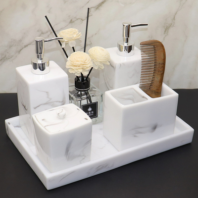 Khách sạn ánh sáng phòng tắm sang trọng vật tư trang trí phòng tắm bộ 5 món khay vệ sinh hộp đựng nước rửa tay chai nước rửa tay Nordic