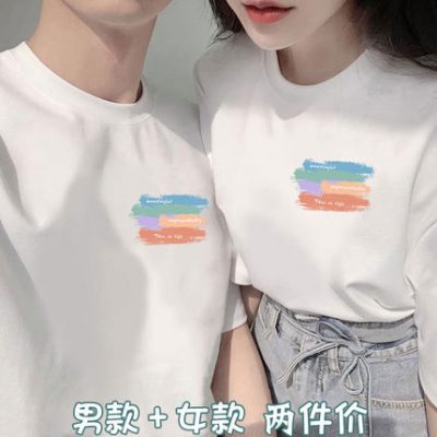 Các cặp đôi khác nhau mặc quần áo mùa hè 2022 xu hướng mới của nam giới áo thun ngắn tay thiết kế quần áo cảm giác thích hợp