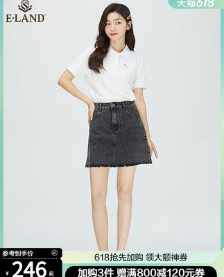 Quần áo ELAND yêu thích mùa xuân và mùa hè mới ngọt ngào phù hợp tất cả các niche váy ren gợn sóng váy denim váy a-line váy ngắn phụ nữ