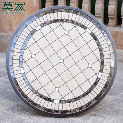 Bàn ghế ngoài trời Mojia nhôm đúc bàn đơn bán biệt thự sân vườn Bàn ăn giả đá cẩm thạch Châu Âu Bàn nhôm mặt trên