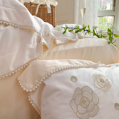 Pháp ngọc trai ren 100 bông Úc Bộ bốn mảnh thêu hoa bông tinh khiết bông cotton mùa xuân, mùa hè và mùa thu Bộ đồ giường