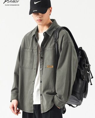 Playboy áo sơ mi bảo hộ lao động của nam giới dài tay mùa hè áo khoác mỏng giản dị áo khoác sơ mi nam thành phố Nhật Bản lỏng lẻo