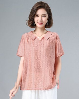 Áo thun mỏng mùa hè của phụ nữ 2022 thiết kế mới cảm giác mẹ phong cách nước ngoài hàng đầu phụ nữ mùa hè lỏng tay áo sơ mi ngắn tay