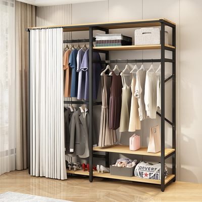 Tiết kiệm Tủ quần áo đơn giản Chức năng Gia đình Giá treo áo khoác hai lớp Phòng ngủ Móc treo quần áo Sàn chống bụi Cho thuê Móc treo quần áo