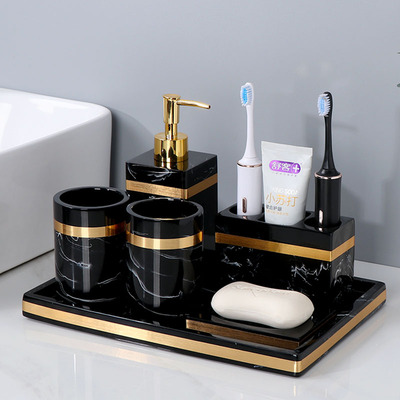 Bắc Âu ánh sáng sang trọng phòng tắm đồ dùng nhà vệ sinh cặp vợ chồng nước súc miệng cốc bàn chải đánh răng cốc bộ phòng tắm bộ rửa 5 món