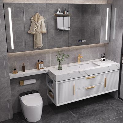 Tủ phòng tắm hiện đại tối giản kết hợp phòng tắm mở rộng tủ vệ sinh ánh sáng sang trọng tấm đá sang trọng chậu rửa chậu rửa tủ phòng tắm