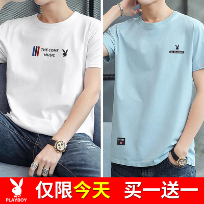 2022 new playboy mùa hè nam giới ngắn tay áo phông trắng cotton áo phông nửa tay xu hướng quần áo hàng đầu